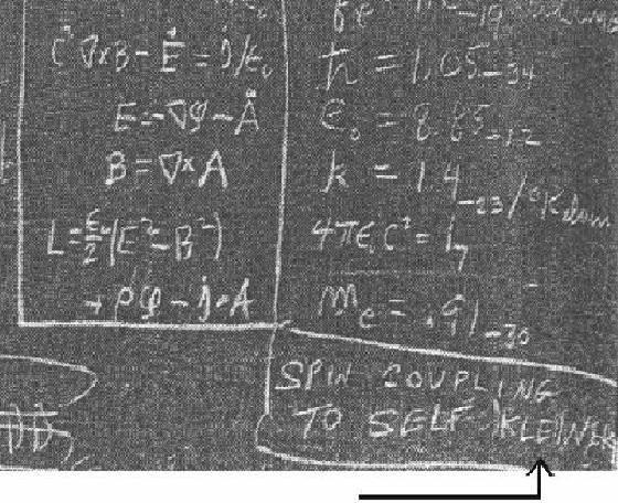 Feynman's last blackboard with zoom to corner
